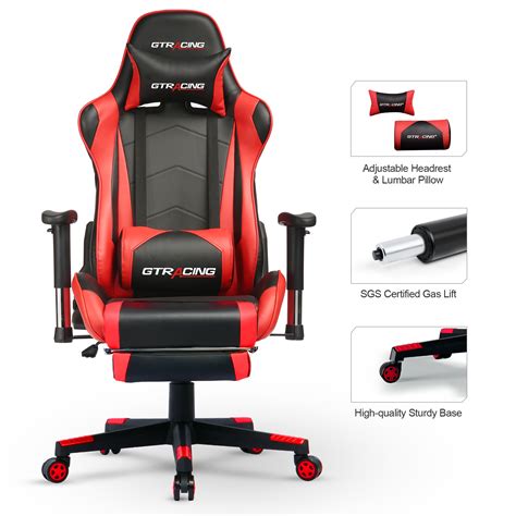 GTRACING Gaming Chair with Footrest Premium Faux Leather .